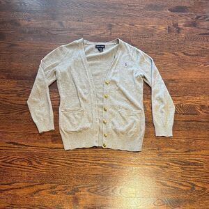 Ralph Lauren Grey Button Cardigan with Gold Buttons